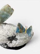 Load image into Gallery viewer, Mica & Blue Onyx Butterfly Sculpture on Black Marble Base