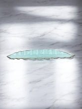 Load image into Gallery viewer, Handblown Glass Centerpiece – Aqua Iridescent with Silver Edge