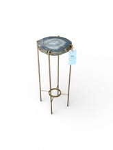 Load image into Gallery viewer, Delicate Agate Side Table with Gilt Metal Base – One-of-a-Kind