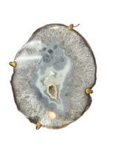 Load image into Gallery viewer, Blue-Gray Agate Accent Table with Natural Crystal Center