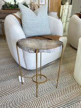 Load image into Gallery viewer, Half-Moon Agate Accent Table in Cream and Charcoal Tones
