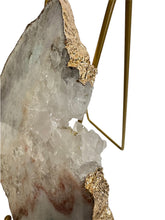 Load image into Gallery viewer, Pink Amethyst Slice with Natural Crystals &amp; Gold Edge
