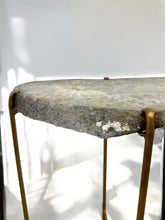 Load image into Gallery viewer, Half-Moon Agate Accent Table in Cream and Charcoal Tones
