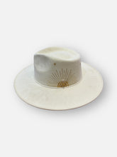 Load image into Gallery viewer, Handcrafted Cream Crystal Fedora
