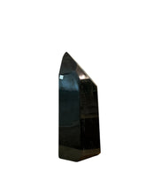 Load image into Gallery viewer, Black Obsidian Crystal Point Sculpture | Polished Natural Stone Statement Piece
