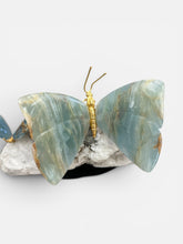 Load image into Gallery viewer, Mica &amp; Blue Onyx Butterfly Sculpture on Black Marble Base
