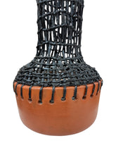 Load image into Gallery viewer, Handwoven Raffia and Clay Vase – Brazilian Artisan Craft
